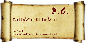 Mallár Olivér névjegykártya